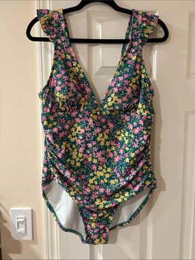 Kona Sol Green Floral One-Piece Swimsuit